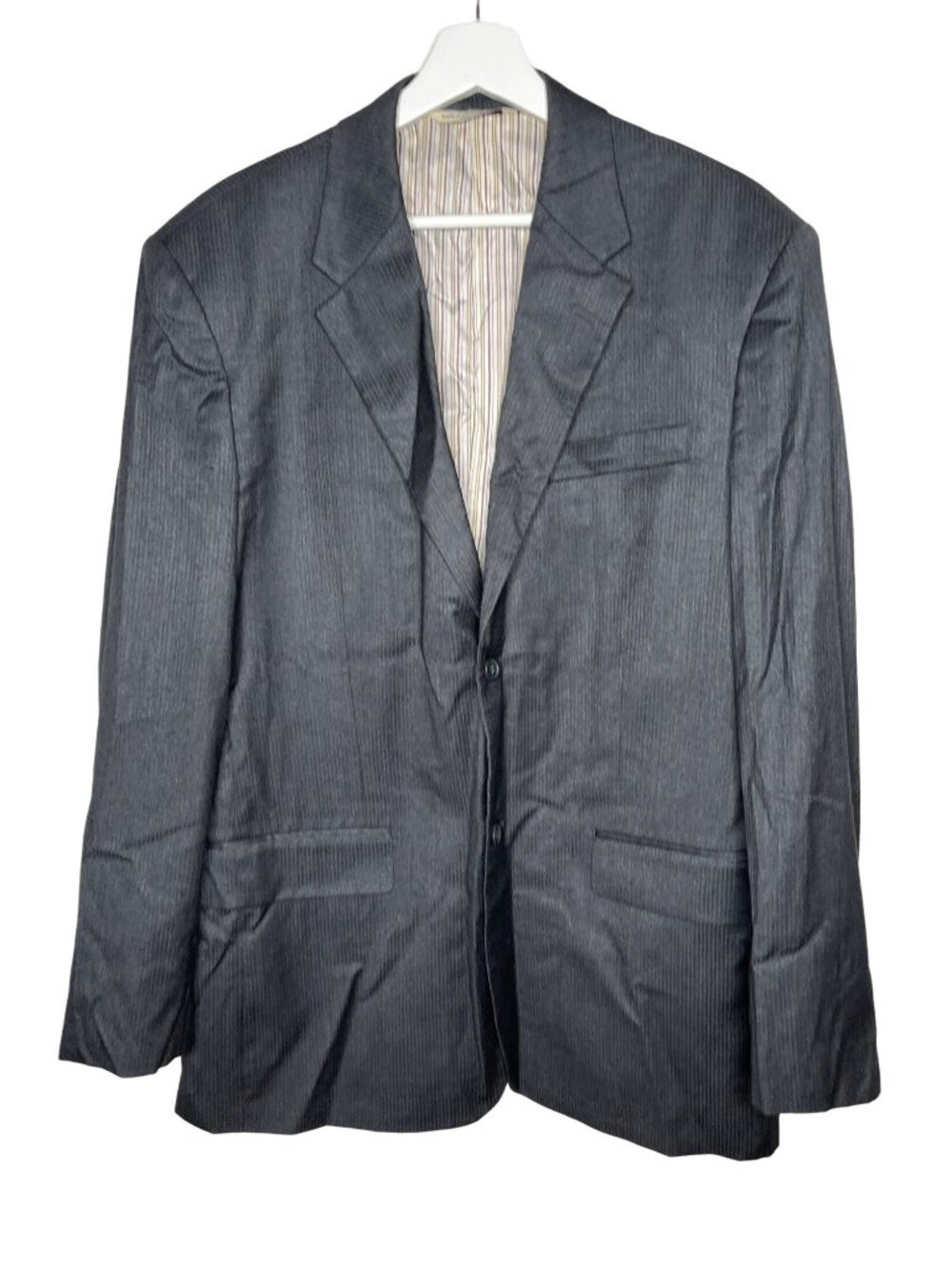 Perry Ellis Mens 44R Gray Striped Blazer Sport Coat Suit Jacket